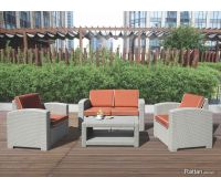 Уличный диваны и кресла Rattan Premium 4 Венге. Подушки оранжевые